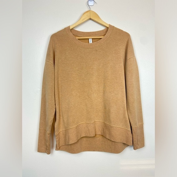 ATHLETA Balance Pullover Sweatshirt Tuscan Gold Tan Multi Nep Nirvana Fabric S - Picture 3 of 12